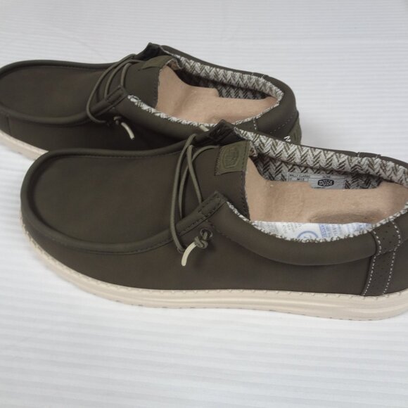 NWT Hey Dude Men\'s Wally Classic Shoes Olive Green Leather Mens Shoes Size 15 main image 14